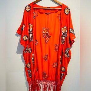 Brand New ZINGARA Red Floral Embroidered Kimono